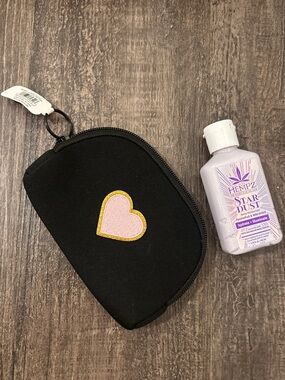 Hempz Star Dust Passionfruit Lotion & Black Neoprene Zip Pouch with Heart Patch